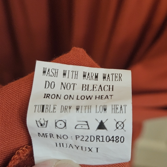 Simplee Plus Rust Orange Midi Dress Tiered Skirt 3XL - Picture 14 of 16